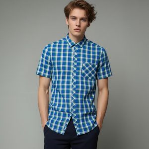 Men Short Sleeve Check Shirt